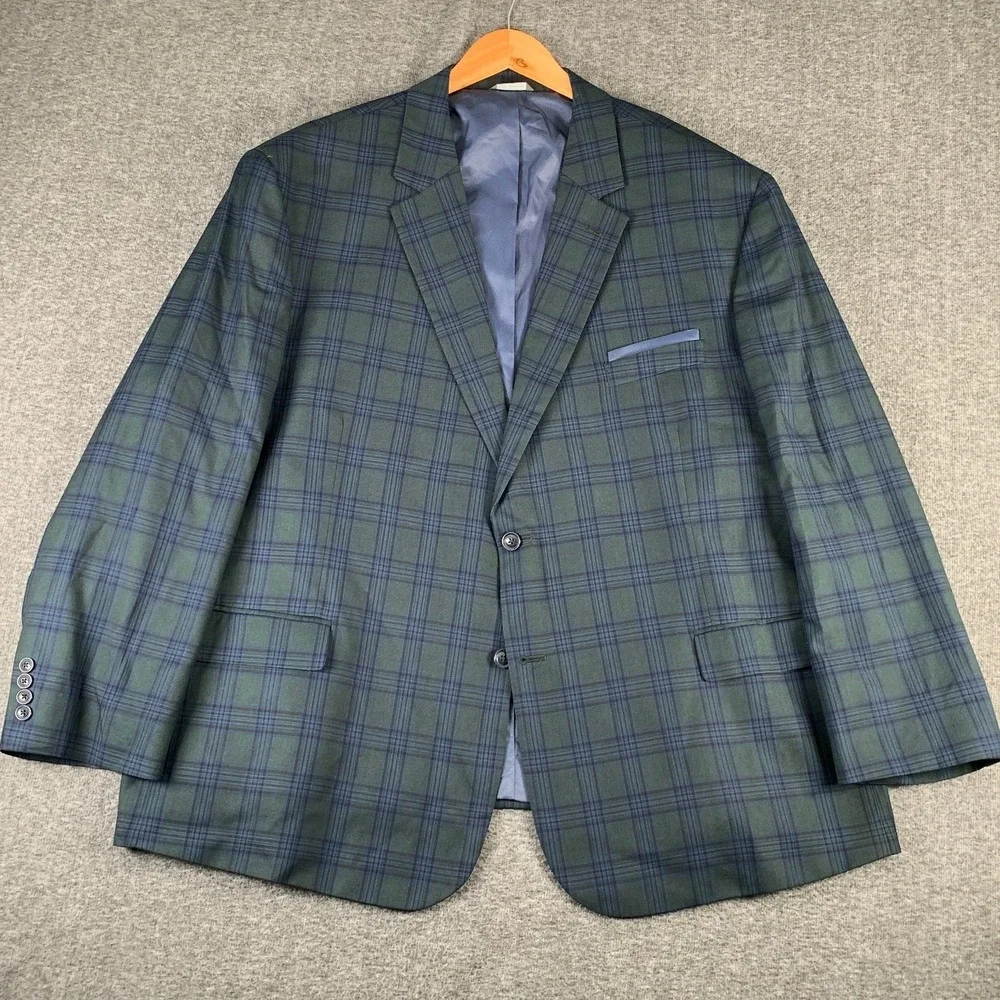 Oak Hill Blazer Jacket Men 4XL Green Plaid Sport Coat DXL Oversize Big